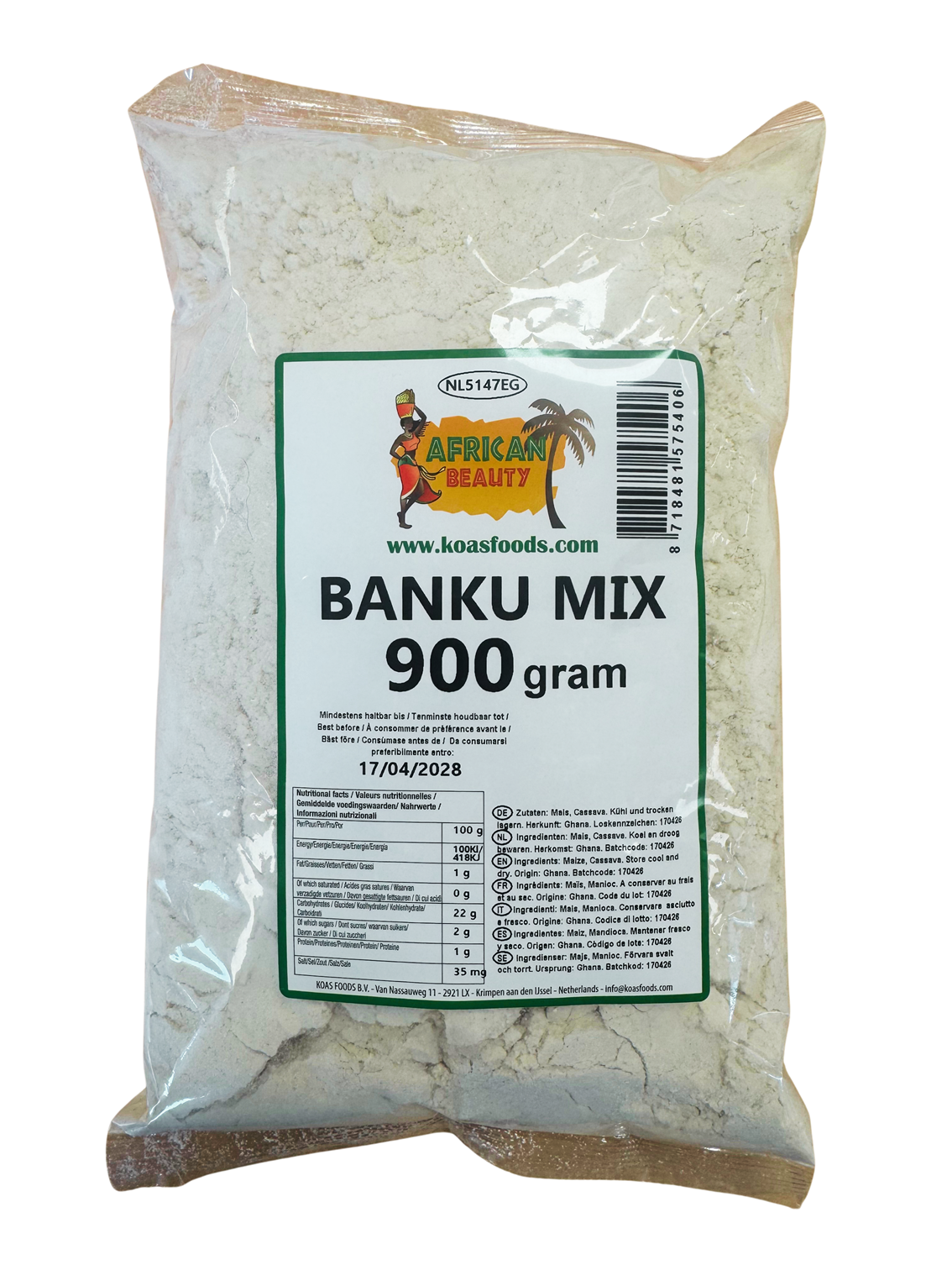 Mélange de Farines de Maïs et Manioc – Banku Mix – 900g