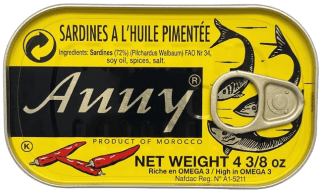 Sardines à l'Huile Végétale Pimentée - ANNY - 125g
